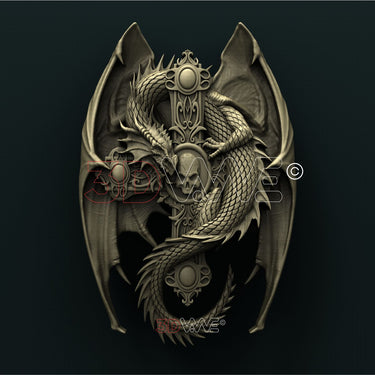 DRAGON ON CROSS 3D STL 3DWave